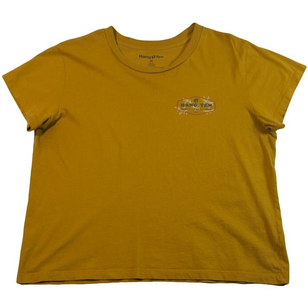 Hang Ten Women’s Yellow California USA Short Sleeve T-Shirt Size Medium Tee M